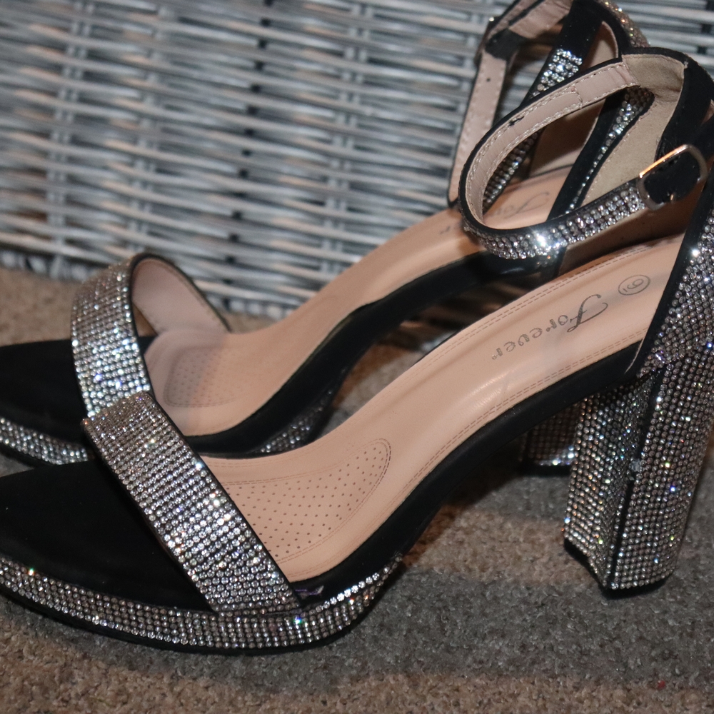 Elegant Silver and Black Women's Heels